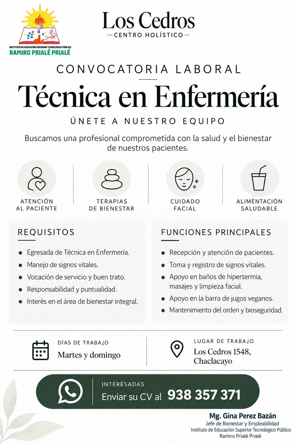 Oferta laboral Técnico en Enfermería